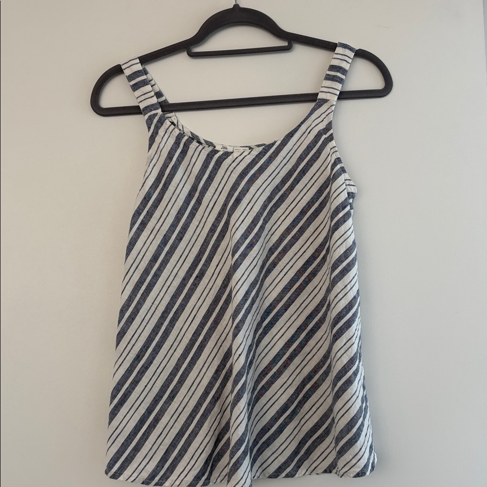 Artisan NY 100% Linen Blue/Off White Diagonal Stripe Swing Tank Top XS EUC - Picture 3 of 3